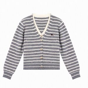 Striped Gray and White Women's Sweater